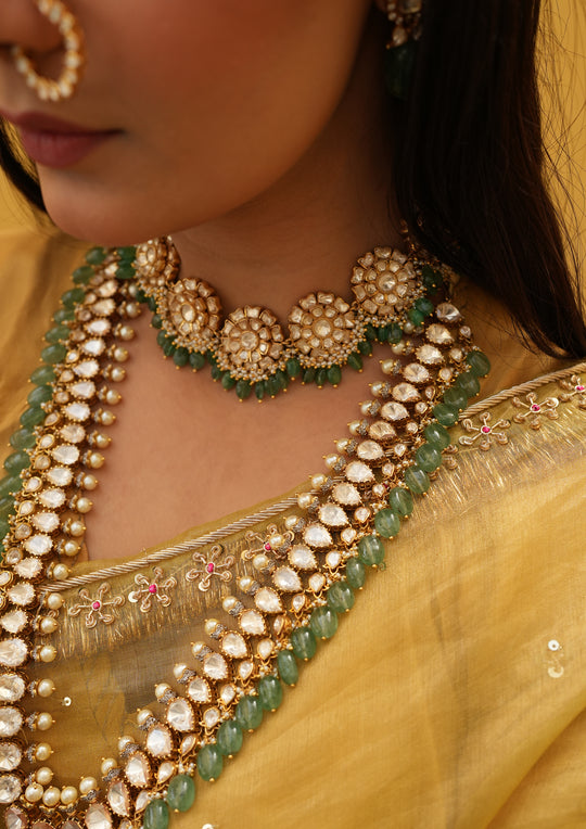 Sterling Silver Damini Polki Necklace