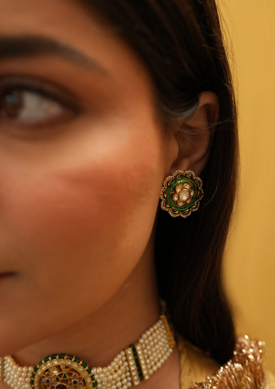 Sterling Silver Chitrakala Laal-Hara Reversible Earrings