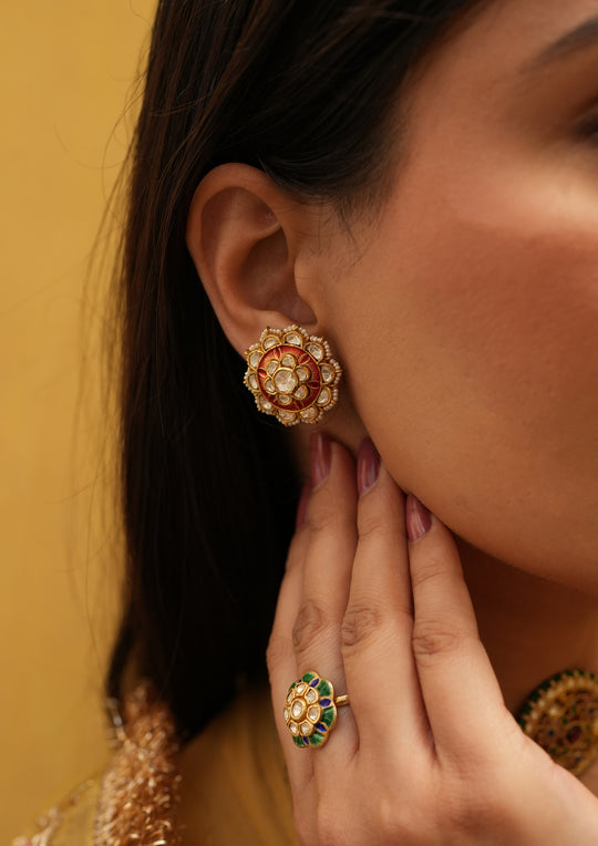 Sterling Silver Chitrakala Laal-Hara Reversible Earrings