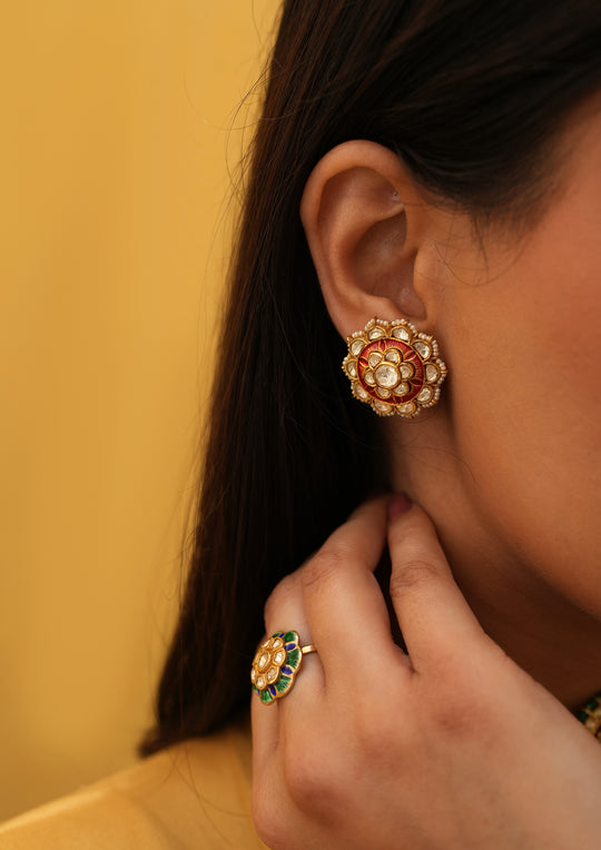 Sterling Silver Chitrakala Laal-Hara Reversible Earrings