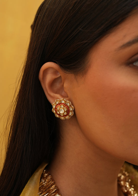 Sterling Silver Chitrakala Laal-Hara Reversible Earrings