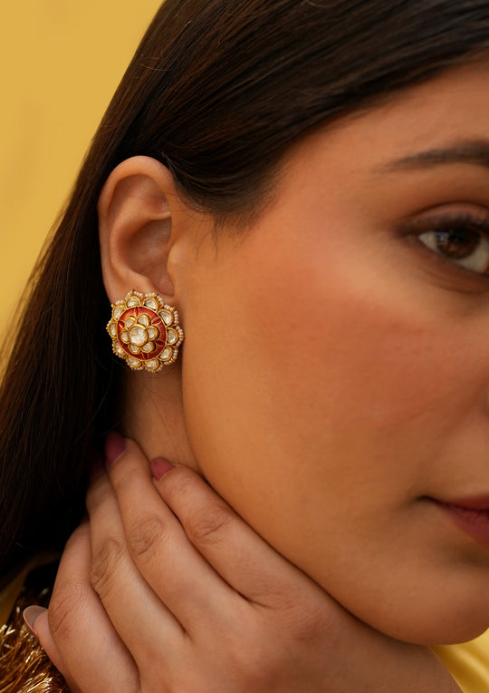 Sterling Silver Chitrakala Laal-Hara Reversible Earrings