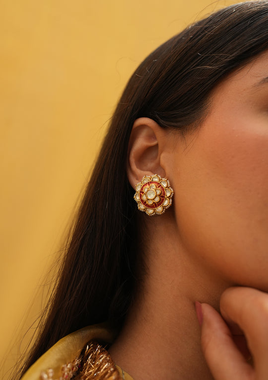 Sterling Silver Chitrakala Laal-Hara Reversible Earrings