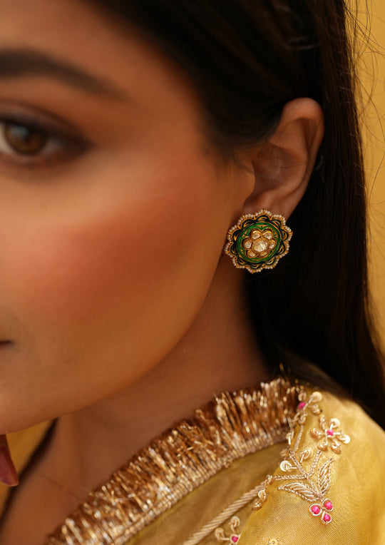 Sterling Silver Chitrakala Laal-Hara Reversible Earrings