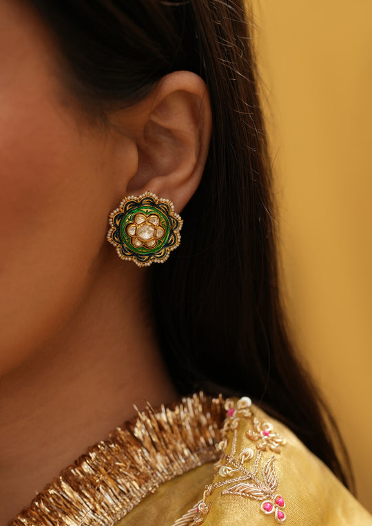 Sterling Silver Chitrakala Laal-Hara Reversible Earrings