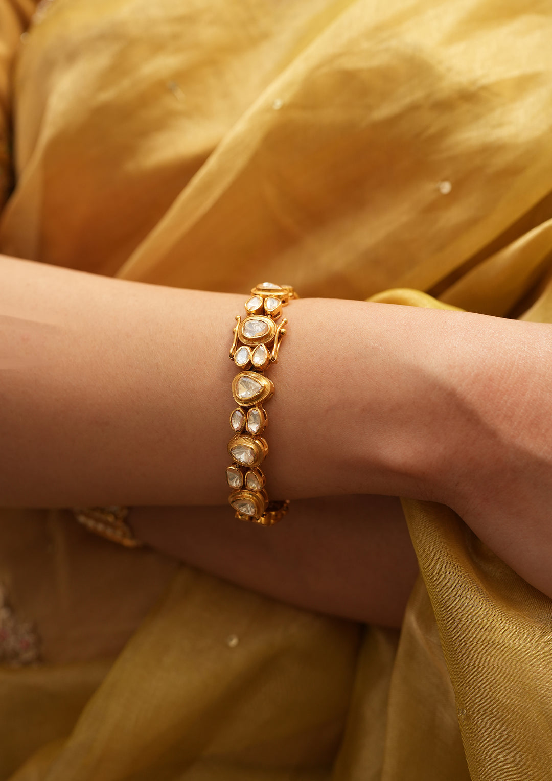 Sterling Silver Pushpanjali Polki Bracelet