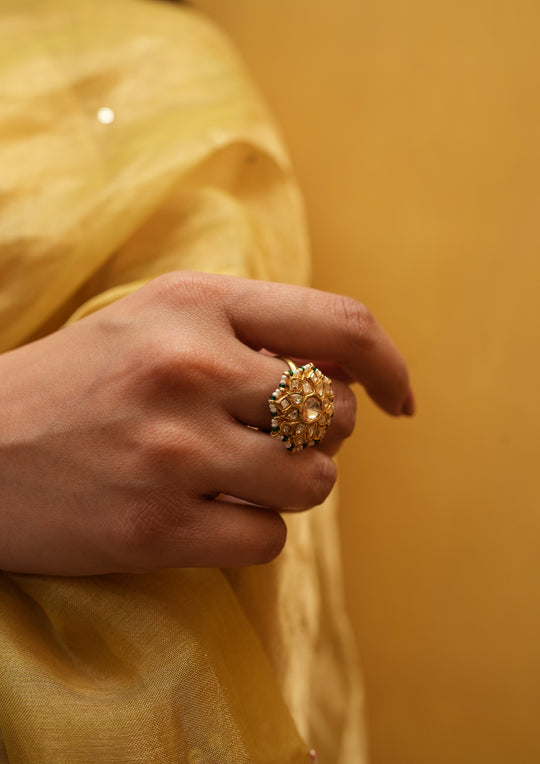 Sterling Silver Nakshatra Polki Ring