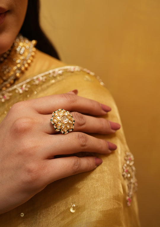 Sterling Silver Nakshatra Polki Ring