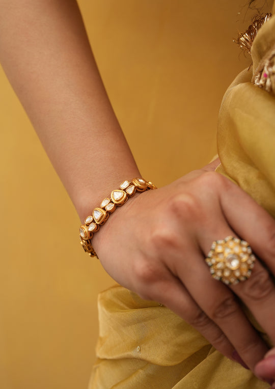 Sterling Silver Pushpanjali Polki Bracelet
