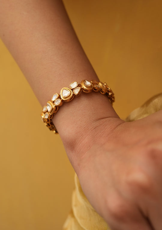 Sterling Silver Pushpanjali Polki Bracelet