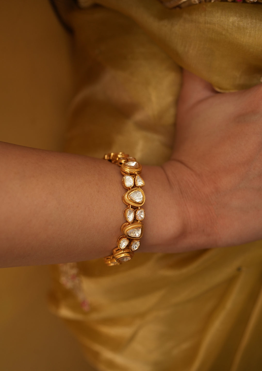 Sterling Silver Pushpanjali Polki Bracelet