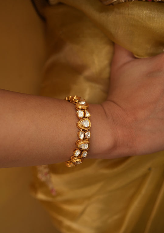 Sterling Silver Pushpanjali Polki Bracelet