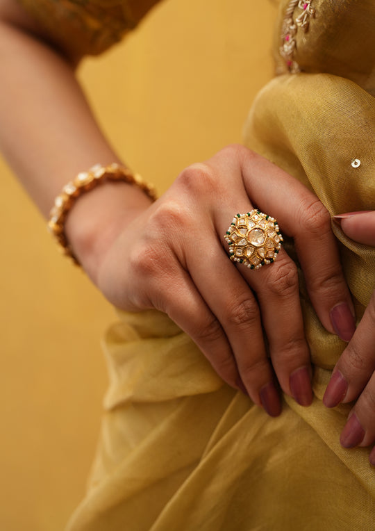 Sterling Silver Nakshatra Polki Ring