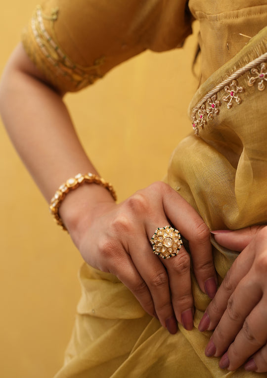 Sterling Silver Nakshatra Polki Ring