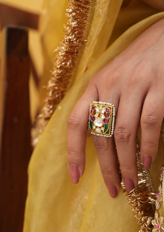 Prakriti Multicolored Kundan Ring