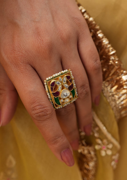Prakriti Multicolored Kundan Ring