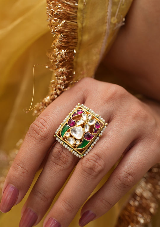 Prakriti Multicolored Kundan Ring