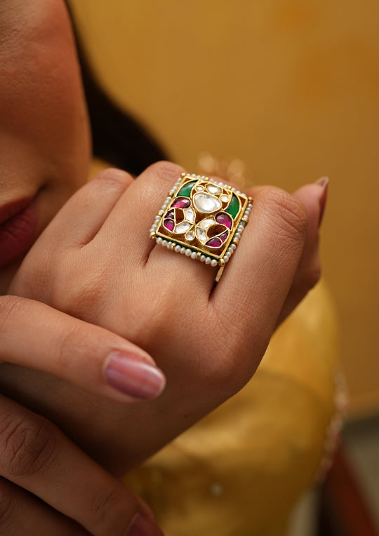 Prakriti Multicolored Kundan Ring