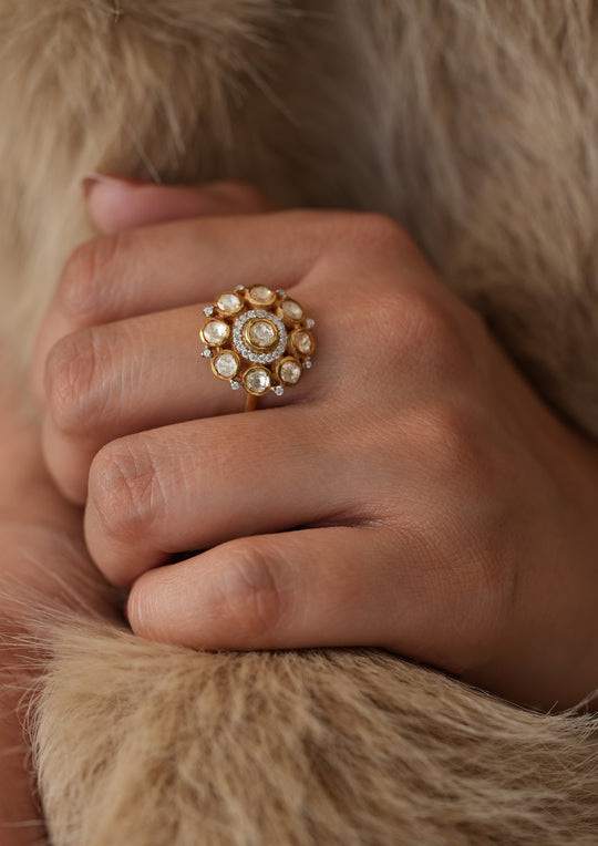 Sterling Silver Summer Polki Ring