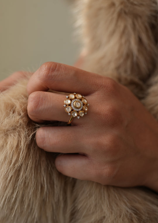 Sterling Silver Summer Polki Ring