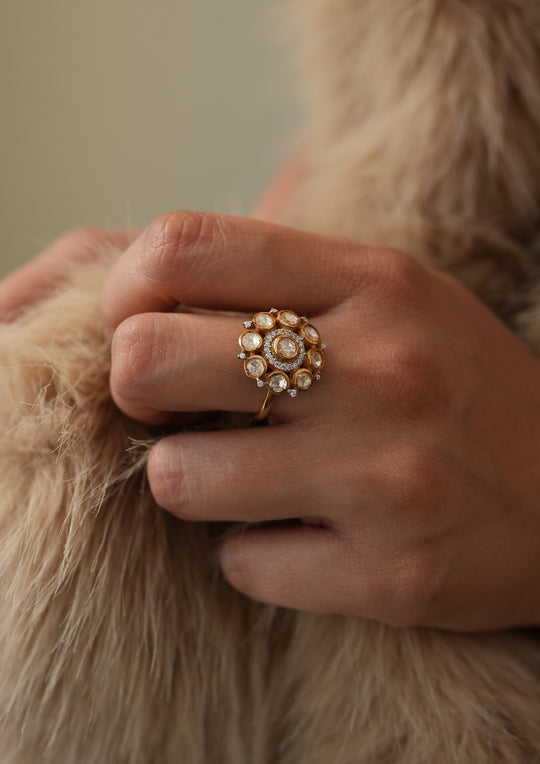 Sterling Silver Summer Polki Ring
