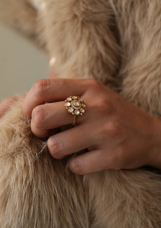 Sterling Silver Summer Polki Ring