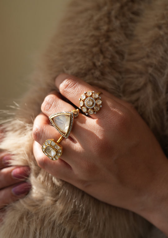 Sterling Silver Summer Polki Ring