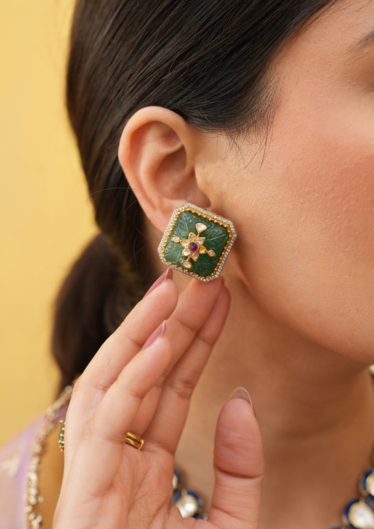 Sterling Silver Nakkashi Green Earrings