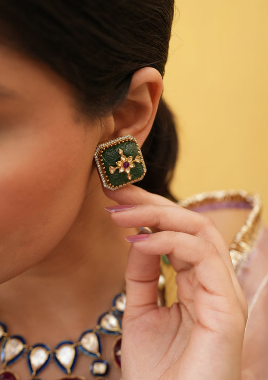 Sterling Silver Nakkashi Green Earrings