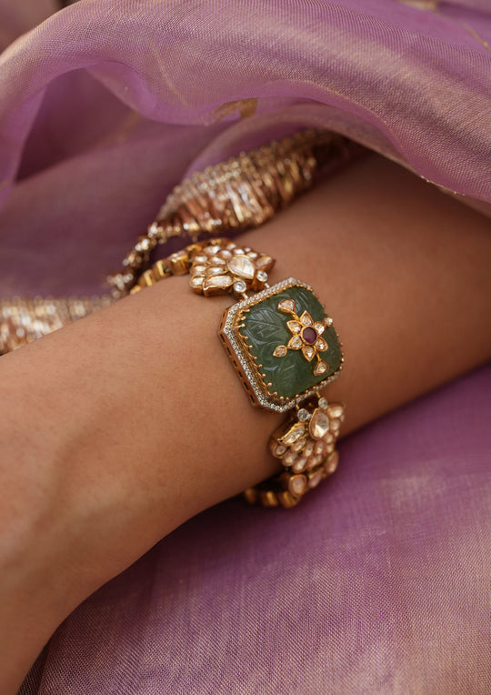 Sterling Silver Nakkashi Polki Bracelet