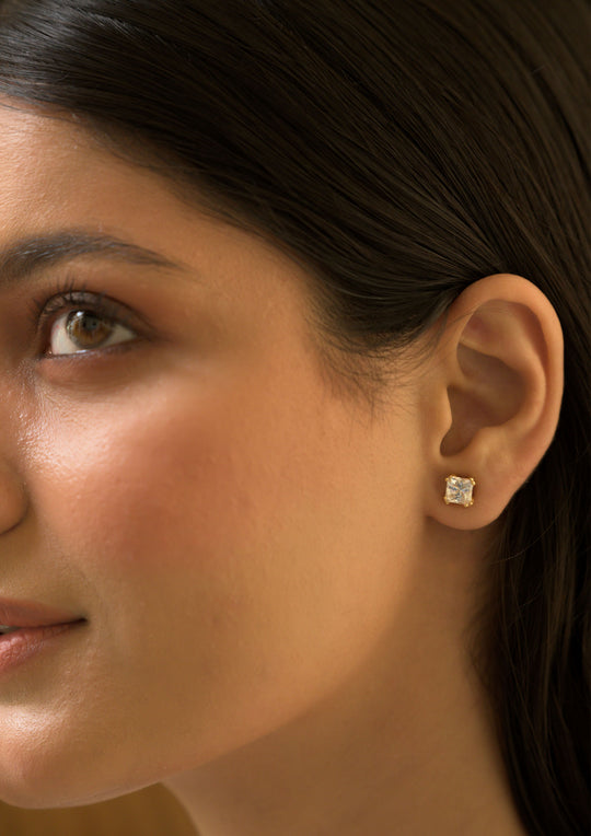 Sterling Silver Rozana Square Studs