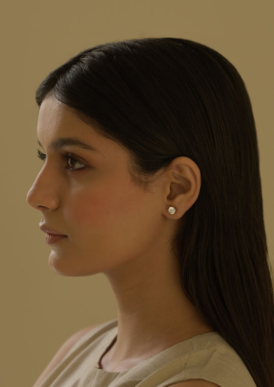 Sterling Silver Rozana Round Studs