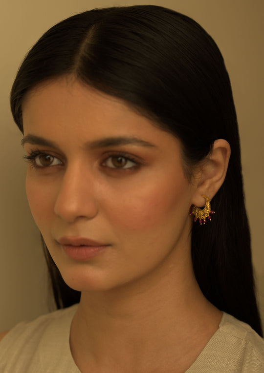 Basket Baali Earrings with Rubies