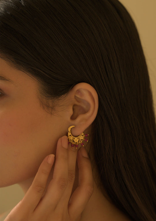 Basket Baali Earrings with Rubies
