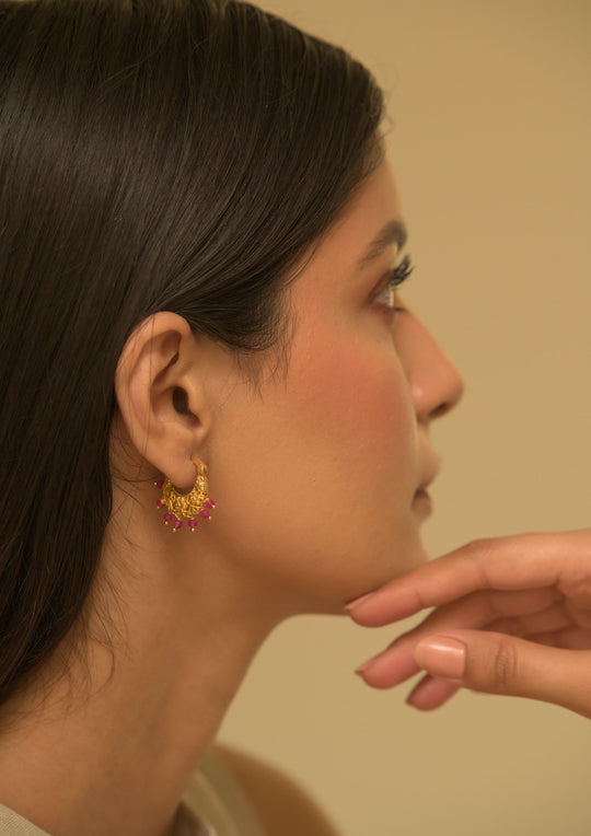 Basket Baali Earrings with Rubies