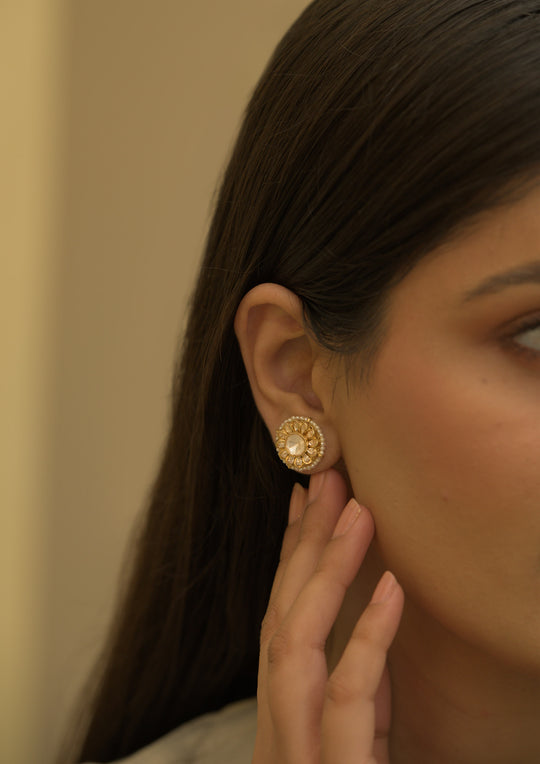 Sterling Silver Safeda Detachable Duo Style  Studs