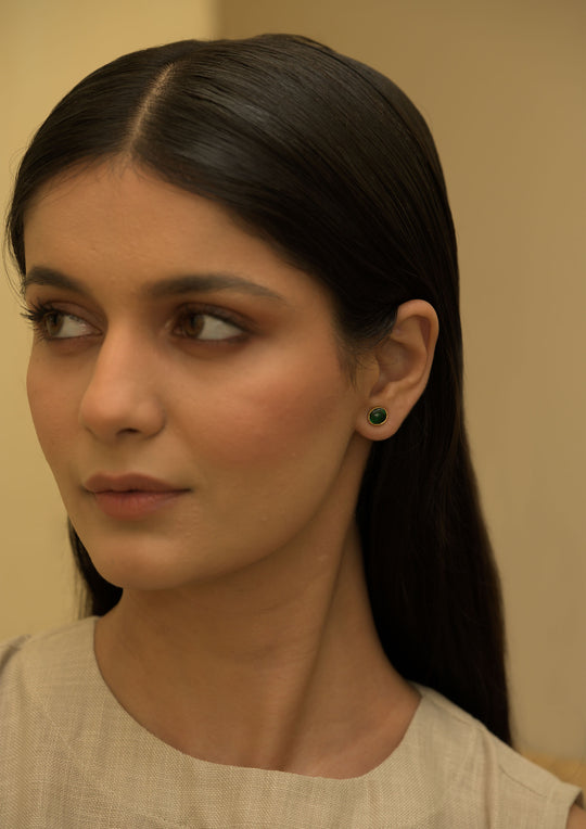 Sterling Silver Haro Detachable Duo Style Green Studs
