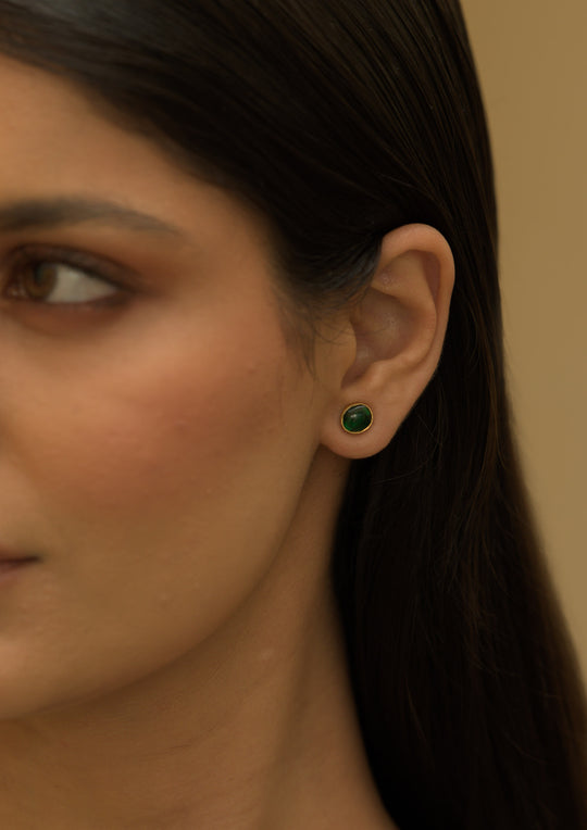 Sterling Silver Haro Detachable Duo Style Green Studs