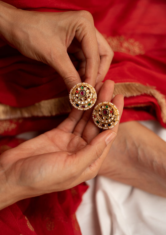 Bundi Navratna Studs Earrings