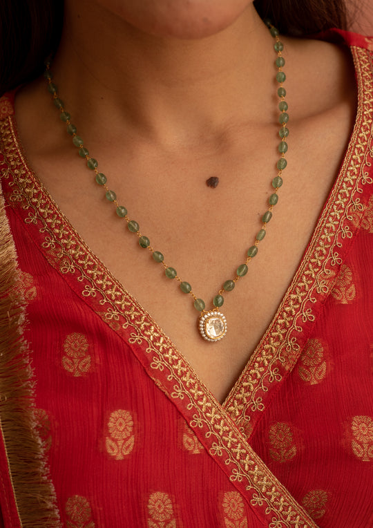 Sterling Silver Rewa Minimalist Emerald Necklace