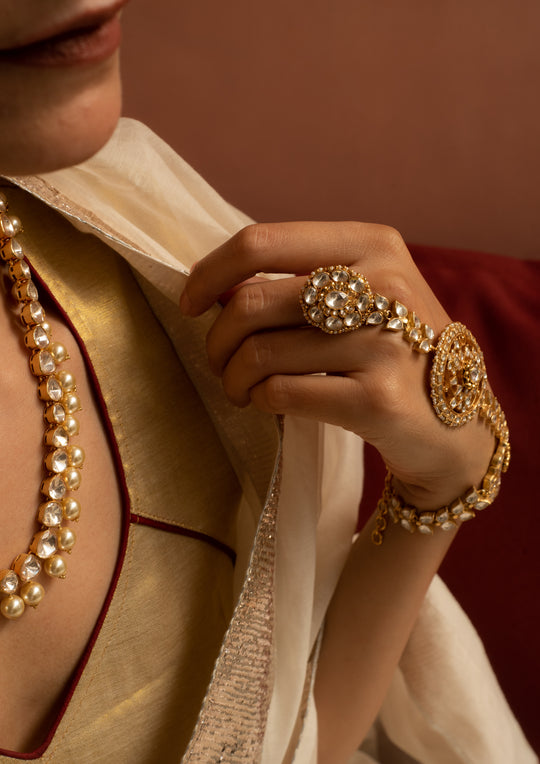 Almora Monochrome Multipurpose Single Hathphool Bracelet and Ring