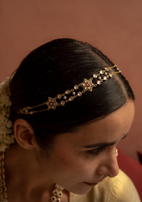 Nakshatra Red Meenakari Sheeshphool