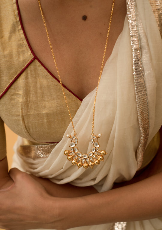 Morni Long Kundan Necklace