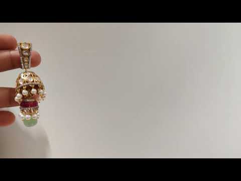 Sterling Silver Orchha Multicolored Jhumka Earrings