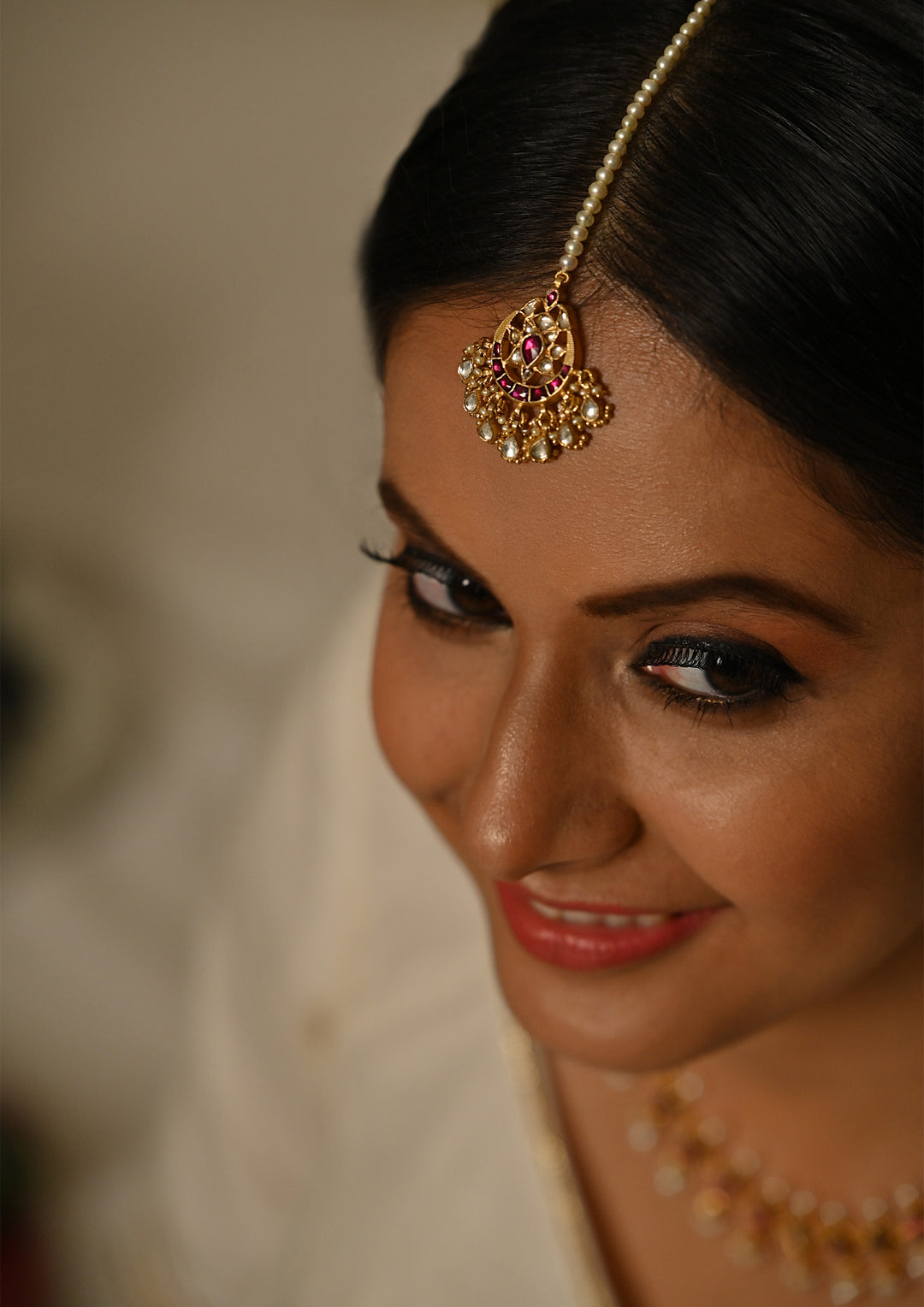 Pink Wildflower Maangtika