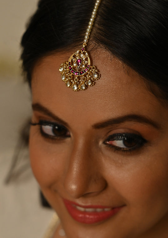 Pink Wildflower Maangtika