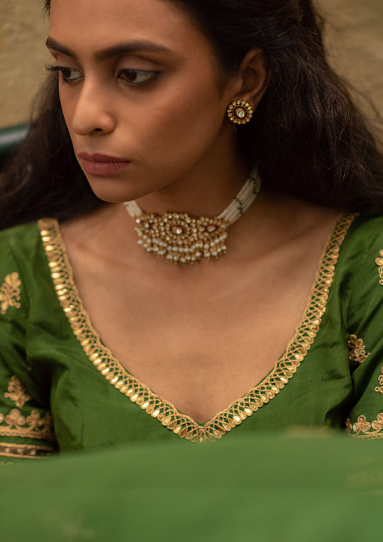 Sterling Silver Madhubala Choker and Earrings Set