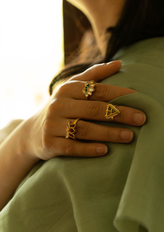 Green Lotus Adjustable 'Tukra' Ring