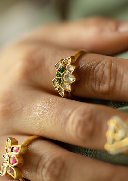 Green Lotus Adjustable 'Tukra' Ring