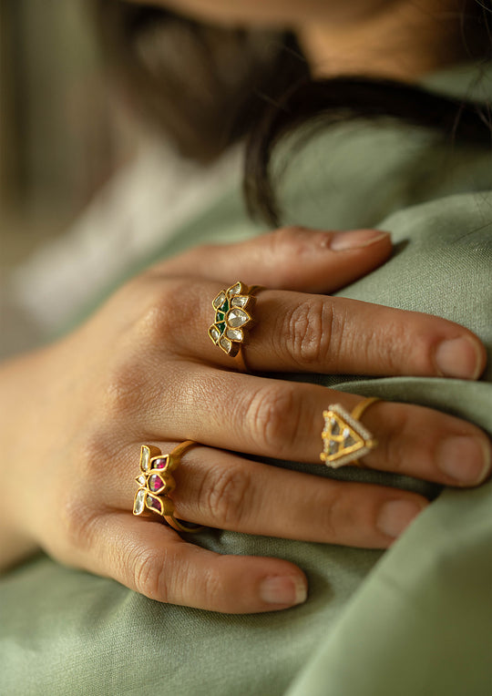 Green Lotus Adjustable 'Tukra' Ring